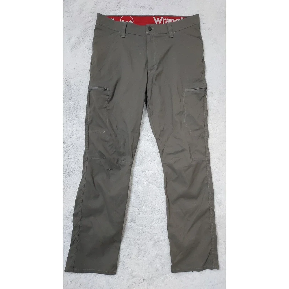 Wrangler Pants Men 34x30 Outdoor Cargo Elastic Waist Green Hiking Climbing EUC